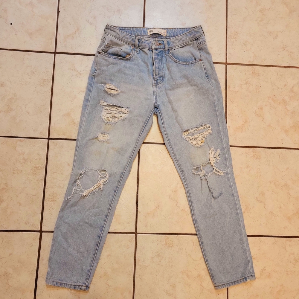 RSQ Light Blue Distressed Women's Cropped Jeans